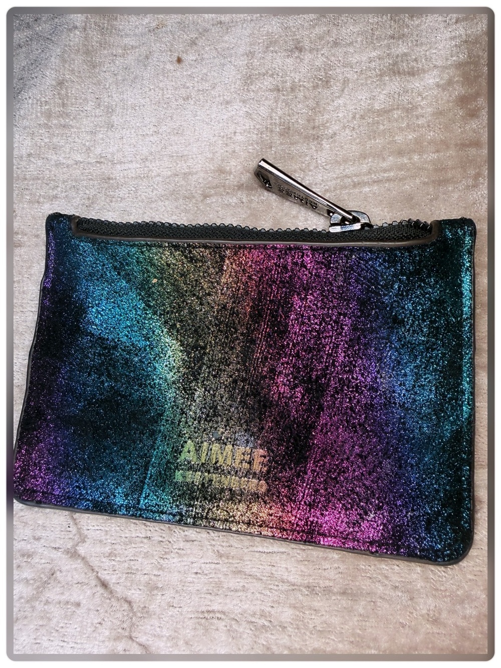 AIMEE Metallic Rainbow Zip Pouch - Iridescent Multi-Color Women's Bag